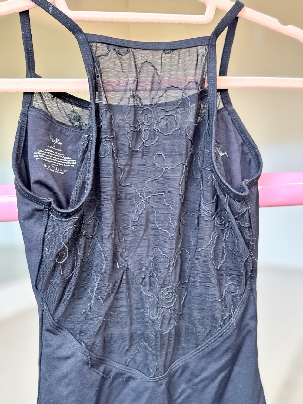 Mirella Black Lace Mesh Dance Leotard - Picture 7 of 7